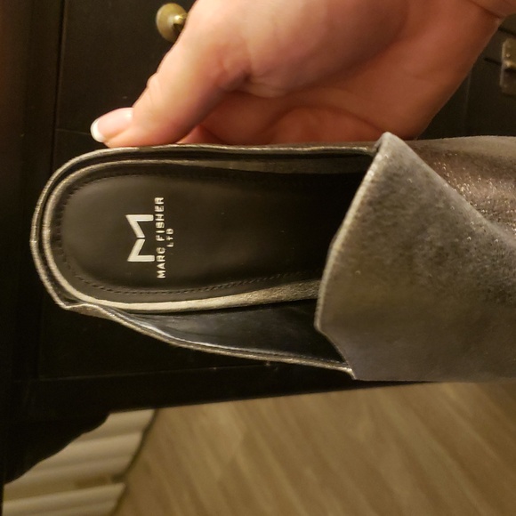 Marc Fisher Silver Pointed Toe Mules - Picture 3 of 5